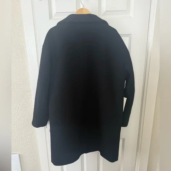 NWT Babaton Correa Funnel-Neck Wool Coat Black Size Large - Picture 8 of 13